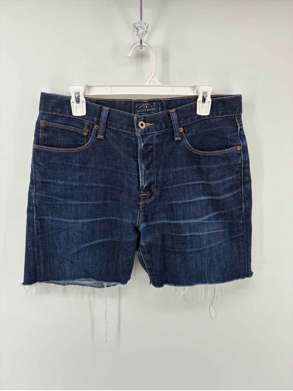 Lucky Brand Dark Indigo Raw Hem Jean Shorts